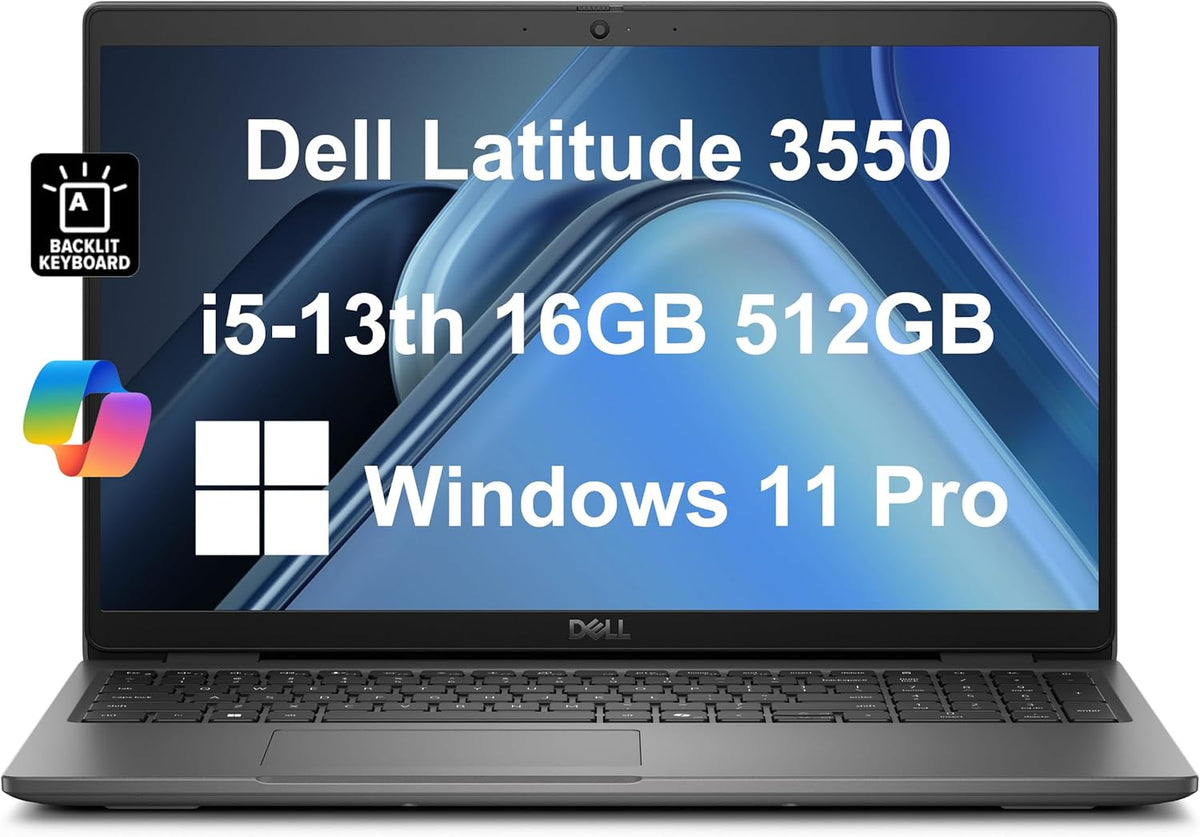 Dell Latitude 3550 3000 Business Laptop (15.6" FHD Anti-Glare, Intel 10-Core i5-1335U (> i7-1355U), 16GB DDR5 RAM, 512GB SSD) Backlit Keyboard, Ethernet, FHD Webcam, Win 11 Pro w/AI Copilot, Grey