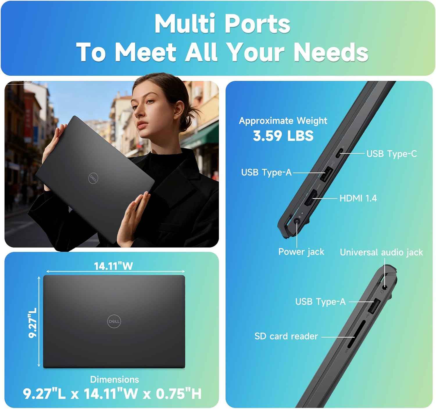 Inspiron 15 Touchscreen Laptop, 15.6" FHD IPS Display, AMD Ryzen 7 7730U, 20GB RAM 1TB SSD, Wi-Fi 6, AMD Radeon Graphics, Windows 11 Pro, Copilot AI, Numeric Keypad, Business & Student Laptop