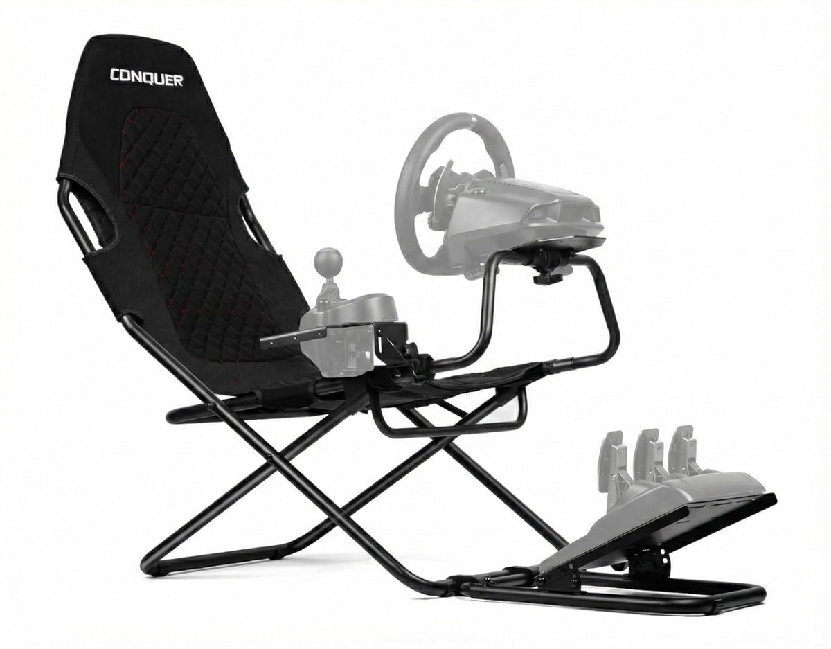 Conquer Racing Simulator for Logitec, Thrustmaster, Fanatec, Portable Folding Race Sim Cockpit for G920 G29 G923, T248X T248 T300 T150 458 TX Simagic Moza Xbox PS5 PS4 PC Logitec G Flight