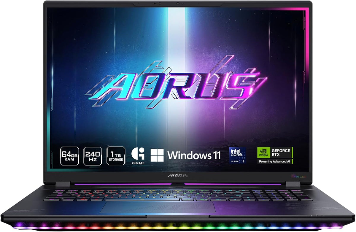 AORUS Master 18 Gaming Laptop - 240Hz 2560x1600 Mini-LED - NVIDIA GeForce RTX 5080 - Intel Core Ultra 9 275HX - 2TB SSD with 32GB DDR5 RAM - Windows 11 Home AD (AORUS Master 18 BYHC5USD65SH)
