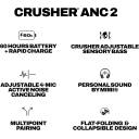 Skullcandy Crusher ANC 2 Wireless Over-Ear Bluetooth Headphones with Multi-Sensory Bass, Active Noise Cancelling, Up to 60 Hours Battery, Microphone for iPhone Android - Bone Orange Glow