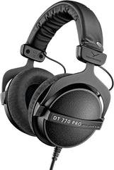 beyerdynamic DT 770 PRO, 80 Ohm, Closed Back, Over Ear, Wired Professional Studio Headphones, Home Recording, Podcast, Monitor, 3m Straight Cable, Black with Limited Edition Black Velour Ear Pads