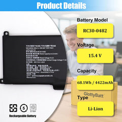 RC30-0482 Battery Replacement for Razer Blade 14 2023 RZ09-0482 Razer Blade 14 2024 RZ09-0508 Series Laptop Battery 68.1Wh