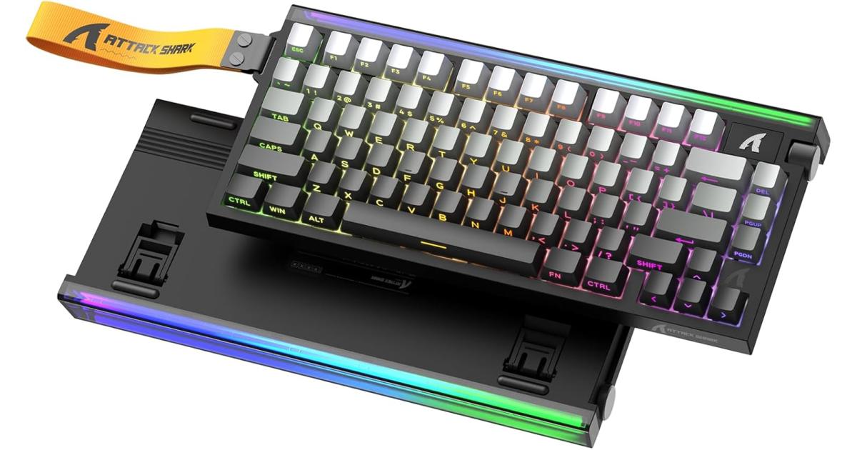 ATTACK SHARK R85HE Wired 75% Hall Effect Rapid Trigger Mechanical RGB Gaming Keyboard with 8K Polling,0.05mm RT Accuracy,0.08MS Latency,Magnetic Switch,5 Layer Sound Damped,Driver for PC(Moonlight)
