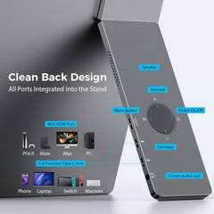 Portable Monitor for Laptop,15.6'' Computer Screen Extender 1080P USB-C HDMI Laptop Display Built-in Stand & Dual Speakers, External HDR Display, Travel Monitor for PC MAC Phone Xbox PS4/5 Switch