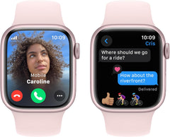 Apple Watch Series 9 [GPS + Cellular 41mm] Smartwatch with Pink Aluminum Case with Pink Sport Band S/M. with AppleCare+ (2 Years)