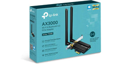 AX3000 Wi-Fi 6 Bluetooth 5.0 PCIe Adapter, AX3000 Wi-Fi 6 Speeds, Gold plating and a customized heat sink improve connection stability and efficiency ensuring ultimate performance.