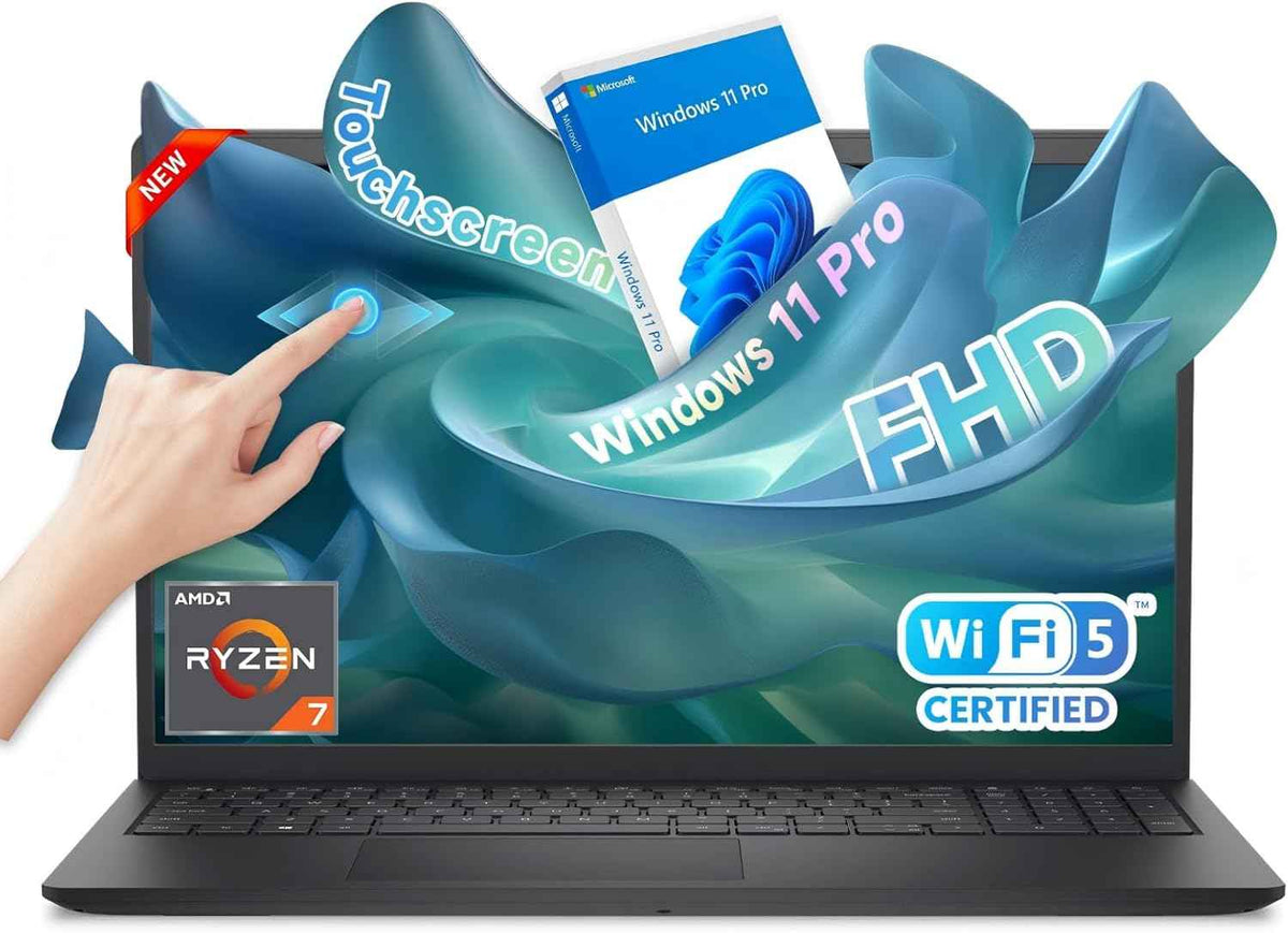 Inspiron 15 Touchscreen Laptop, 15.6" FHD IPS Display, AMD Ryzen 7 7730U, 20GB RAM 1TB SSD, Wi-Fi 6, AMD Radeon Graphics, Windows 11 Pro, Copilot AI, Numeric Keypad, Business & Student Laptop