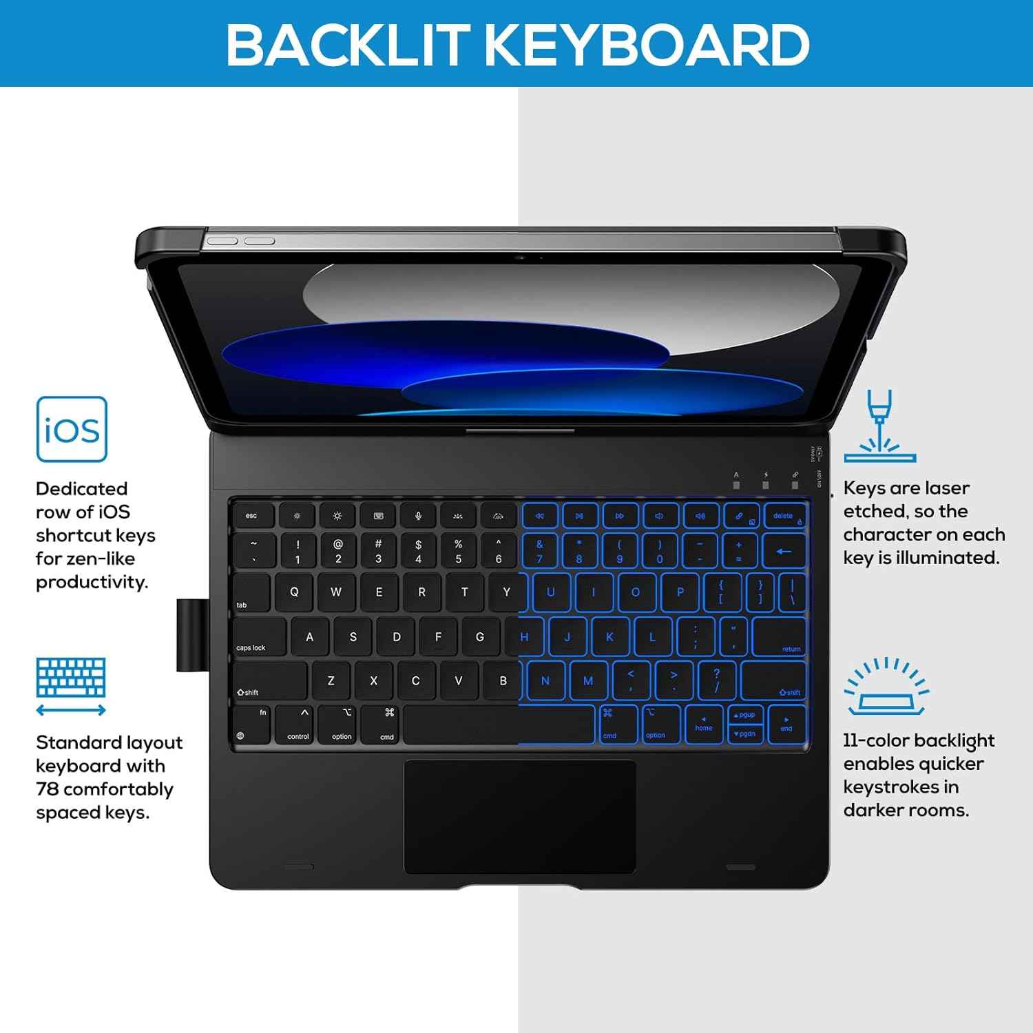 Touch iPad 11th gaming keyboard for computer setup