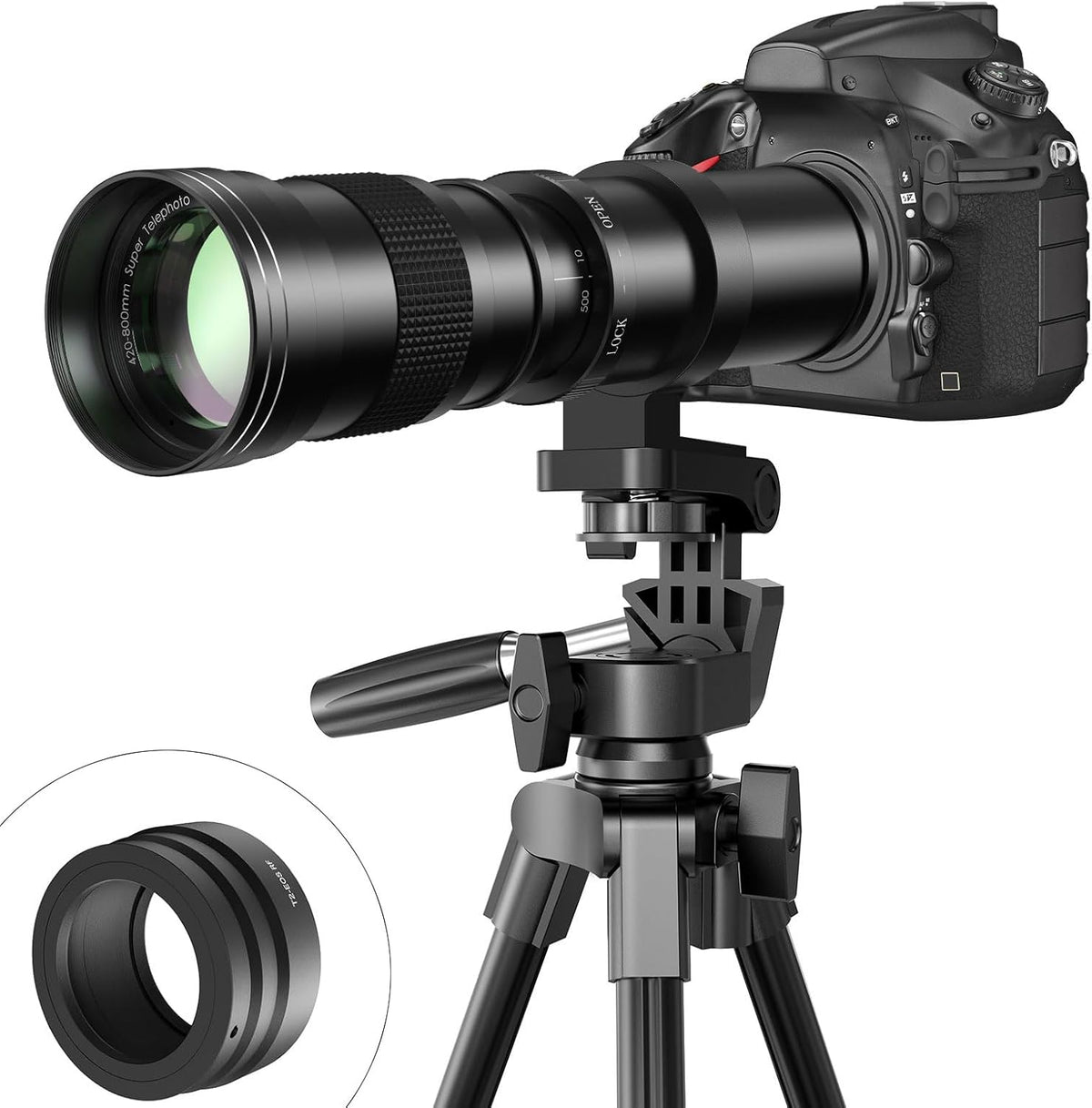 RF 420-800mm F8.3 Telephoto Zoom Lens(MF) + T-Mount for Canon EOS R6 Mark II/R5 Mark II/R5/R3/R7/R8/R10/RP/R6/R50/R1/R5 C/R50 V/R100/R/Ra - Manual Focus Mirrorless Cameras Lens(RF Mount)
