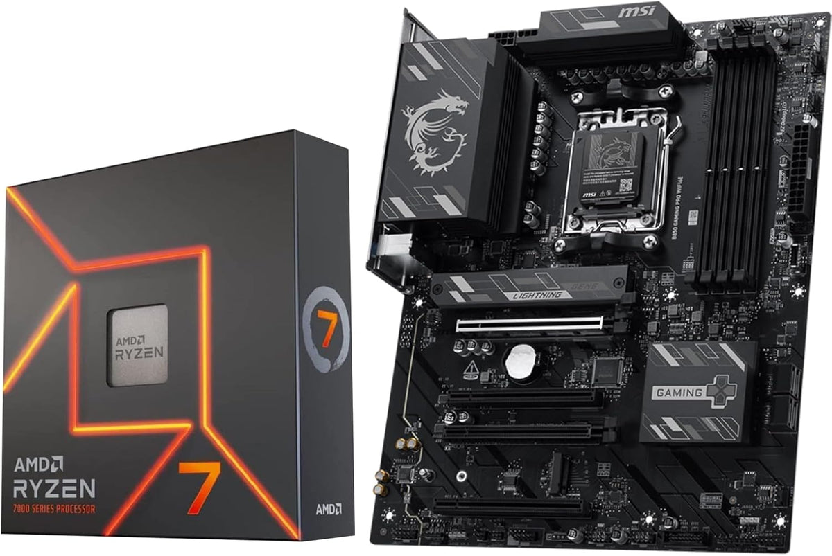 AMD Ryzen 7 7700X CPU Processor with MSI B850 Gaming PRO WIFI6E Motherboard (ATX, AM5, DDR5, M.2 Gen5, Wi-Fi 6E)