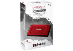 Kingston XS1000 SSD External 1TB Pocket-sized USB 3.2 Gen 2 Up to 1050MB/s With USB-C to USB-A Cable - Red