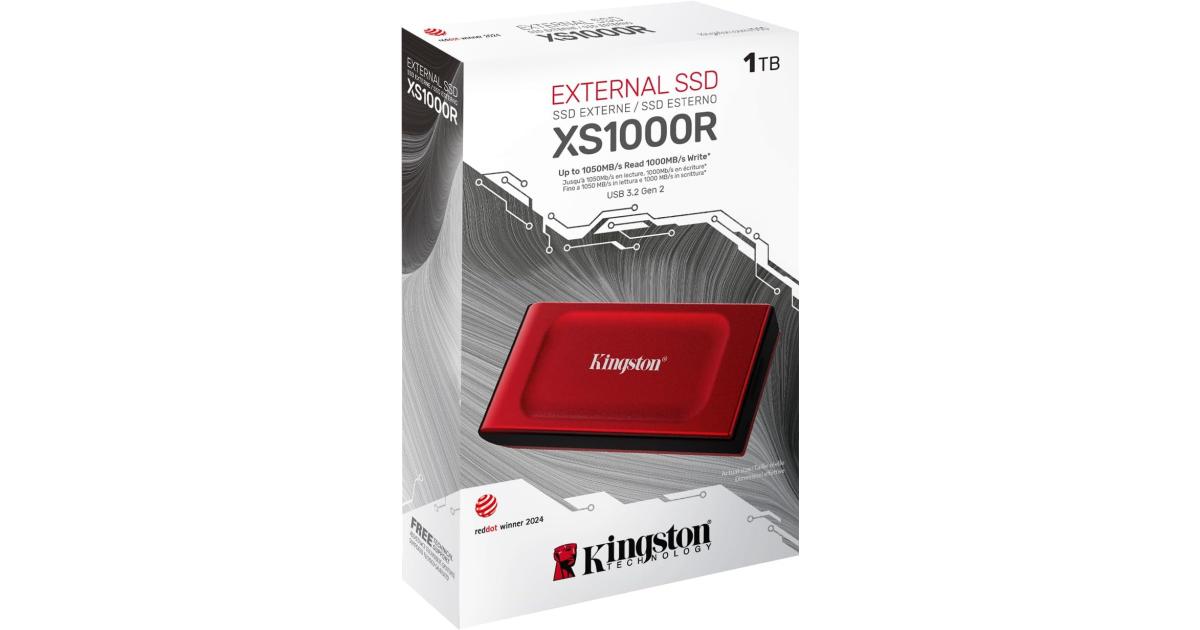 Kingston XS1000R 1TB USB Type-C To Type-A (3.2 Gen 2) Portable External Solid State Drive (SSD) Up to 1050MB/s Read & Write
