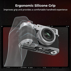 X100VI / X100V Handgrip L-Shape Grip with Quick Release Plate for Arca, Lightweight Silicone Side Handle, Shutter Button and Hot Shoe Cover for FUJIFILM X100VI / X100V Cameras (Silver) - 4555