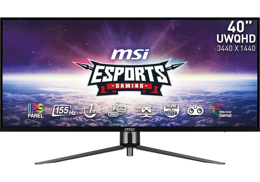 MSI MAG 401QR 3K UltraWide Gaming Monitor, 40" Flat IPS, UWQHD (3440x1440), 155Hz/1ms (MPRT), AMD FreeSync Premium, VESA DisplayHDR 400, KVM, and USB-C 65W PD