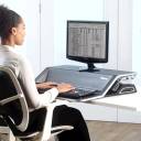 Fellowes Lotus™ Sit-Stand Workstation Desk Riser - Black | 22 Height Settings, Smooth Lift Technology, Integrated Cord Management & Fully Assembled