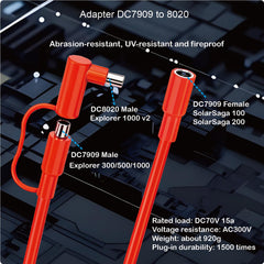 26FT(8m) 14AWG DC Extension Cable for Solar Panels with DC7909 & 8020 connectors - Compatible with Jackery, BLUETTI, GRECELL, Goal Zero Yeti, Anker Portable Power Stations & Solar Panels