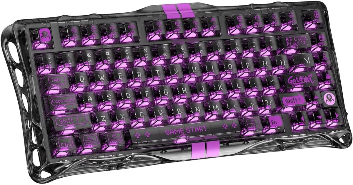 GravaStar Mercury V75 Lite Hall Effect Magnetic Gaming Keyboard – 8KHz Rapid Trigger Wired 75% Keyboard, Adjustable Actuation, Hot-Swappable Switches, Transparent Black