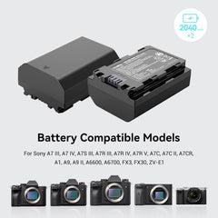Replacement Camera Battery Charger Set for NP-FZ100 A7 V, A7 IV, A7R V, A7S III, Double Slot Battery Charger for Sony A7R IV, A7R III, A7 III, A7C, FX3, FX30, A6600, A6700, ZV-E1, A1, A9