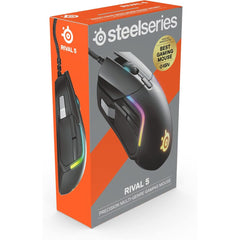 SteelSeries Rival 5 Wired Prism RGB Lighting TrueMove Optical Sensor Ergonomic Gaming Mouse, 18000 CPI, Golden Micro IP54 Switches | RIVAL 5 Black |