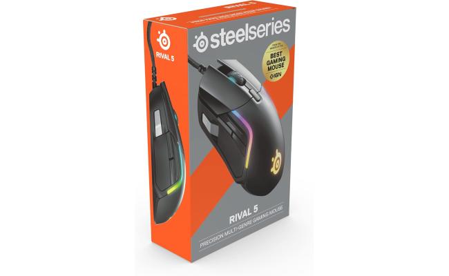 SteelSeries IP54 RGB wired gaming mouse for computer setup