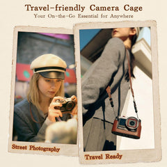 MOVMAX Vintage Camera Cage for Insta360 Ace Pro 2 with Carrying Strap, Aluminum Alloy Metal Case with Retro Soft Leather, Cold Shoe, Insta 360 Ace Pro 2 Accessories