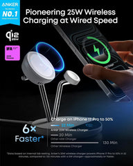 Prime 3-in-1 Charging Station, Qi2.2-Certified 25W Wireless Charger Dock Stand, MagSafe Compatible, Smart Display with TEC Active Cooling, for iPhone 17, Apple Watch, AirPods, and More