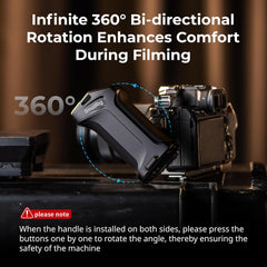 Rotating Side Handle with Trigger REC for Sony Selected Mirrorless Cameras, for Sony Alpha 7 IV/Alpha 7R V / A7 III / FX3 / Alpha 9, Compatible with F550/570 Battery, Shutter Control