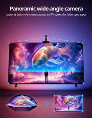 Smart LED Backlight with Camera for 55-70 inch Screens, 12.48ft LED Strip Lights Sync to Screen & Music, Color Changing Lights Compatible with Alexa & Google Assistant, App Control