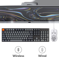 K10 Full Size 104 Keys Bluetooth Wireless Mechanical Gaming Keyboard for Mac Windows with Keychron Super Brown Switch, Multitasking/White LED Backlight/USB C Wired Computer Keyboard