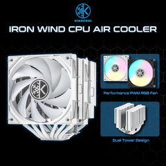 CPU Air Coolor Combo - AMD Ryzen 7 7700X Desktop Processor with KINGCOOL Iron Wind 120mm ARGB CPU Air Cooler White