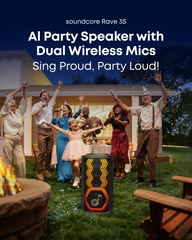 Soundcore Rave 3S AI Party Speaker with 2 Wireless Microphones, 200W Sound, AI Vocal Removal, Reverb, Light Show, 12H Playtime, Portable Bluetooth