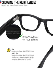Photochromic Replacement Lenses Compatible with Ray-Ban Meta Wayfarer RW4006 | RW4012 (Gen 2) 50mm Smart Glasses