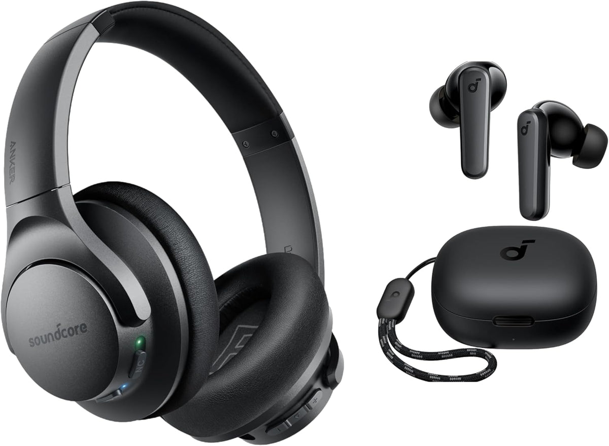 Anker Life Q20 Hybrid Active Noise Cancelling Headphones with P20i, Wireless Over Ear Headphones, 60H Playtime, Hi-Res Audio, Deep Bass, Memory Foam Ear Cups, Travel, Office, USB-C Charging