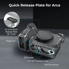 Cage for Sony FX30 FX3 with Cable Clamp for HDMI+Threaded Side Handle with Record Start/Stop Remote Trigger