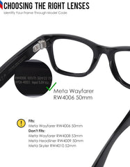 Photochromic Replacement Lenses Compatible with Ray-Ban Meta Wayfarer RW4006 | RW4012 (Gen 2) 50mm Smart Glasses