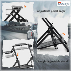 Gazzyt Foldable Racing Wheel Stand Adjustable Racing Cockpit Fit for Logitech R5 R9 G29, for Thrustmaster T248 T500, for Fanatec Sturdy Gaming Stand,Space-Saving Design Wheel and Pedals Not Included