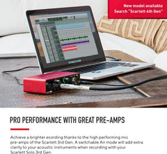 AT2020 Cardioid Condenser Studio XLR Microphone, Black, Ideal for Project/Home Studio Applications & Focusrite Scarlett Solo (3rd Gen) USB Audio Interface with Pro Tools | First