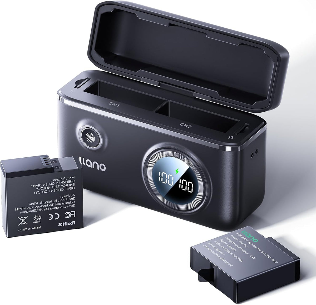 2 Packs 1750mAh Ace Pro 2 Battery and 18W Fast Dual Charger, Compatible with Insta360 Ace Pro 2/AcePro/Ace Action Camera