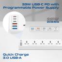 Promate PowerMatrix2-5M 16-in-1 Power Strip with 10 Child-Safe AC Sockets, 3 USB-C, 3 USB-A, 33W PD Output, 5M Cable, 2500W Max Load, Quick Charge, Short Circuit & Overheat Protection