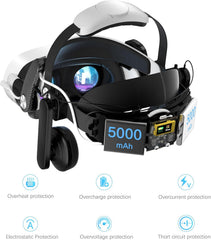 Head Strap for Meta Quest 3/3S, Audio VR Head Strap with 10000mAh Battery & Detachable Speakers, Charge and Use Headphones Simultaneously, Carbon Fiber Design, Fast Charging VR Accessories