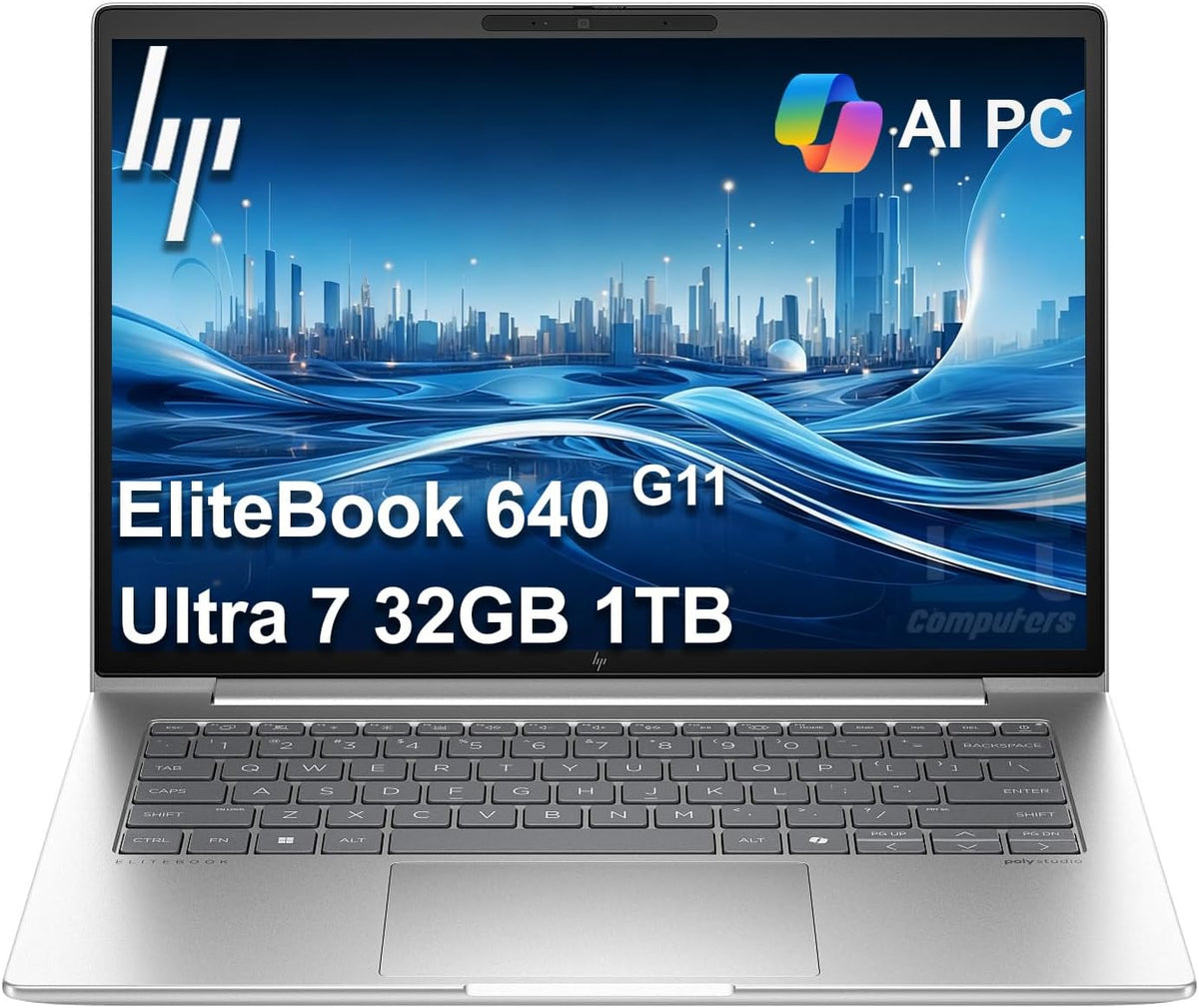 HP EliteBook 640 G11 Business AI PC Laptop (14" FHD+, Intel Core Ultra 7 155U, 32GB DDR5 RAM, 1TB SSD, 12-Core (> i7-1355U)), HP Wolf Security, 2x Thunderbolt 4, Backlit, FHD Webcam, Wi-Fi, Win 11 Pro