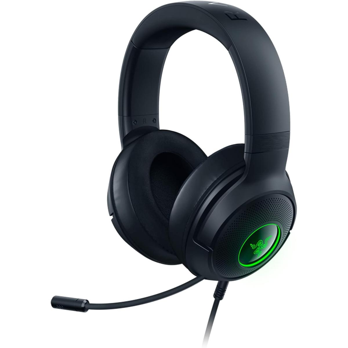 Razer Kraken V3 X Wired Usb 7.1 Surround Sound Lightweight Build Triforce 40mm Drivers Hyperclear Cardioid Mic Chroma Rgb Lighting Black