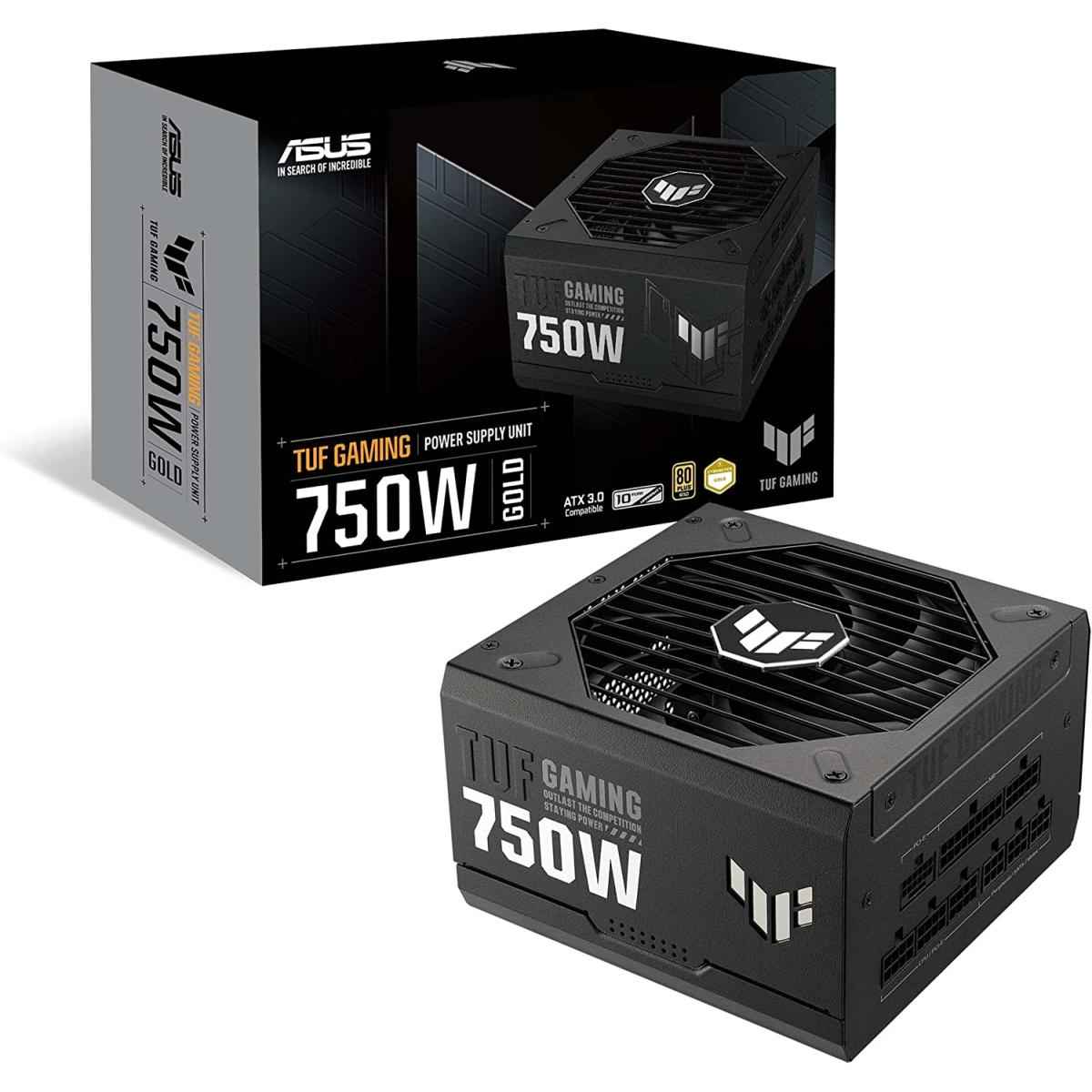 Asus Tuf Gaming 750w Gold Fully Modular 80+ Gold Certified Atx 3.0 Military Grade Components Dual Ball Bearing Axial Tech Fan Pcb Coating