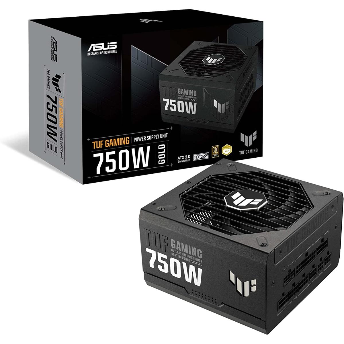 Asus Tuf Gaming 750w Gold Fully Modular 80+ Gold Certified Atx 3.0 Military Grade Components Dual Ball Bearing Axial Tech Fan Pcb Coating