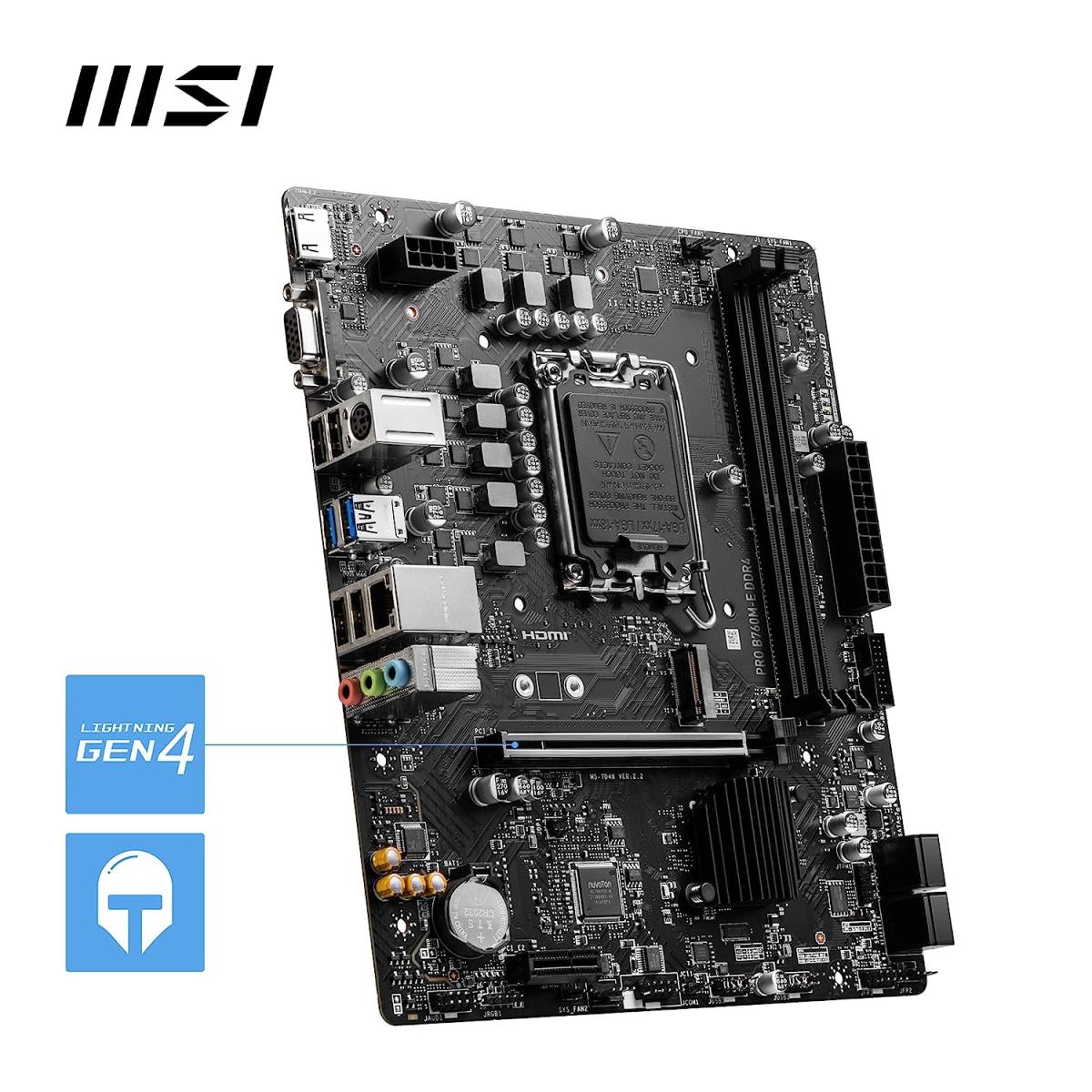 MSI PCIe motherboard for desktop computer builds