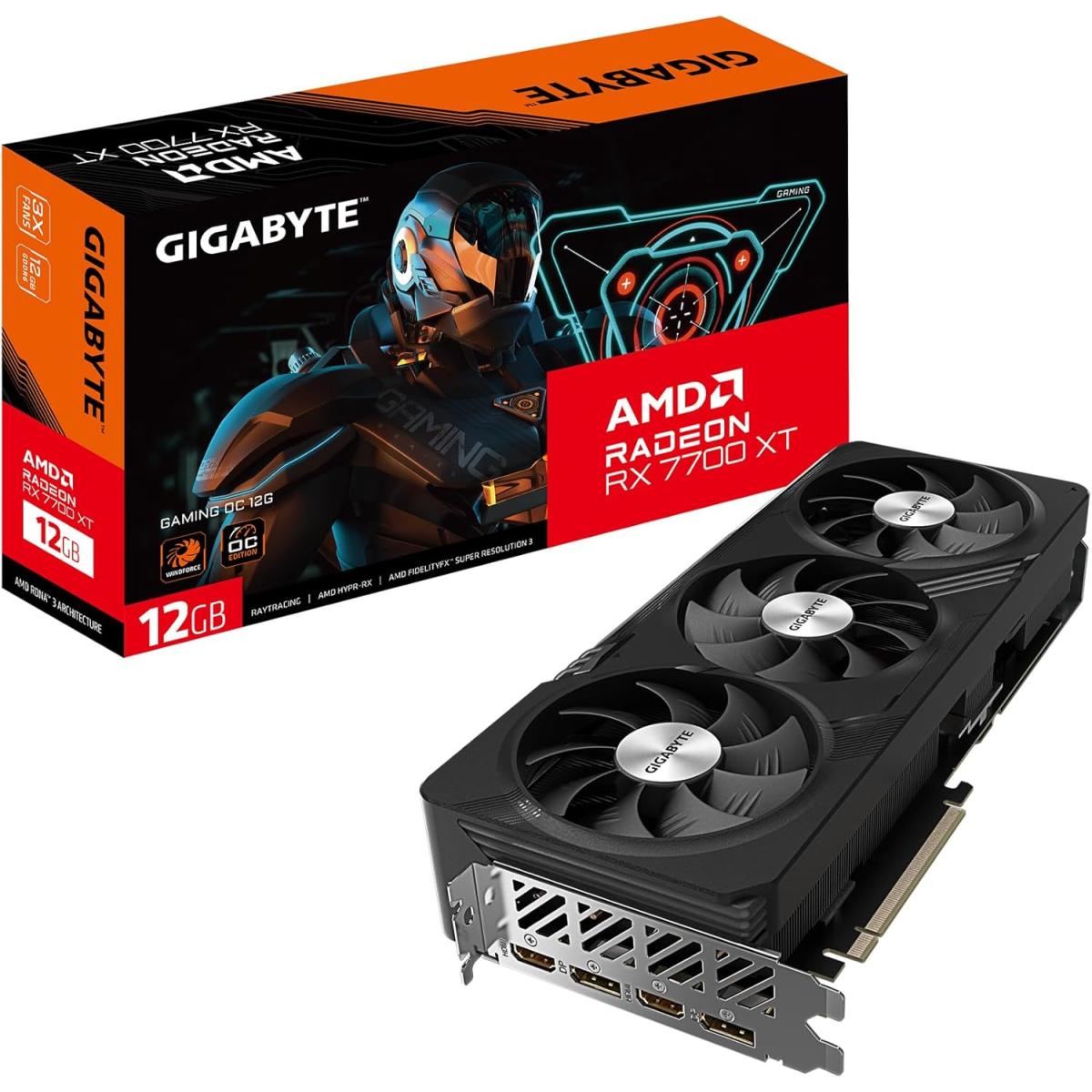 Gigabyte Radeon Rx 7700 Xt Gaming Oc 12g 3x Windforce Fans 12gb 192 Bit Gddr6 Video Card