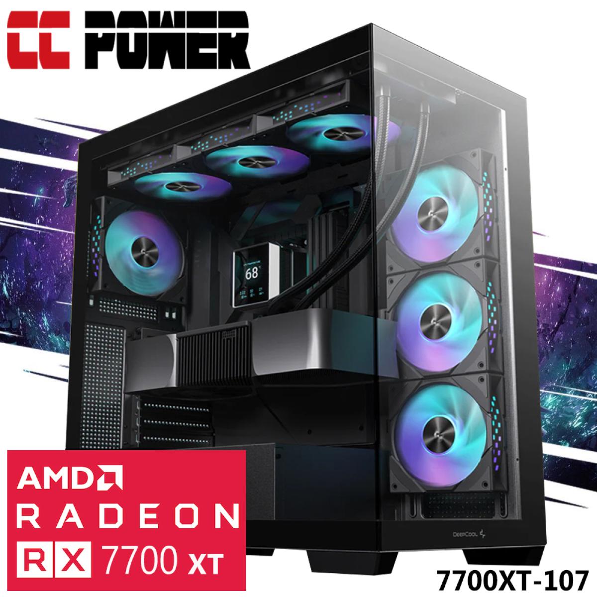 CC Power 7700XT-107 Gaming PC NEW 14Gen Intel I7 20-Cores w/ AMD Radeon RX 7700 XT 12GB w/ Advanced Air Cooler