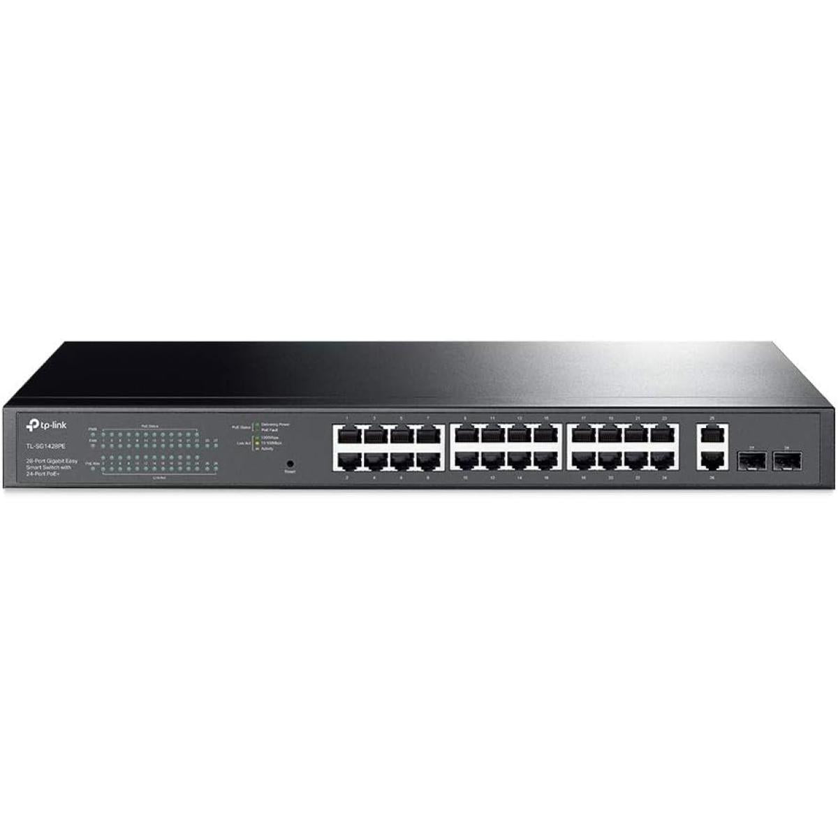 Tp Link Tl Sg1428pe 28 Port Gigabit Easy Smart Poe Switch 24 Port Poe+ 2 Sfp Slots 250w Poe Auto Recovery Vlan For Security Metal Casing - CompuMe
