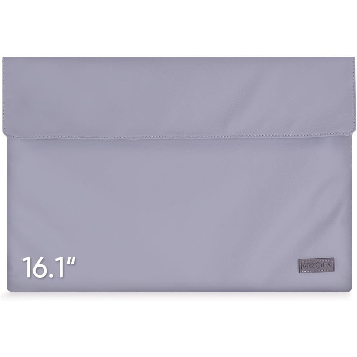 ARZOPA 16.1" Portable Monitor PU Leather Storage Bag Waterproof Material Bottom Layer Material Soft Lining, With Strong Magnetic Closure - Grey
